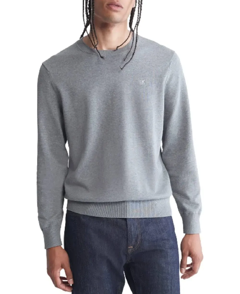 Calvin Klein Men's Supima Cotton Solid Monogram Logo Sweater