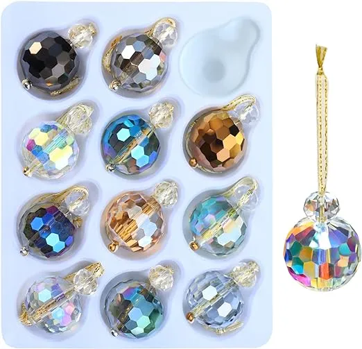 12 Pcs Multicolor Crystal Glass Christmas Balls Ornaments, 0.87" Mini Colorful Prism Ball Xmas Tree Decorations, Hanging Ornament Clearance for Wedding Party Home Decor(Multicolor)