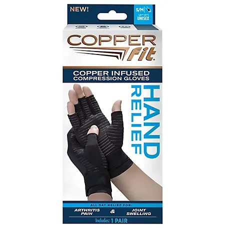 Copper Fit Compression Gloves, Copper Infused, S/M, Unisex