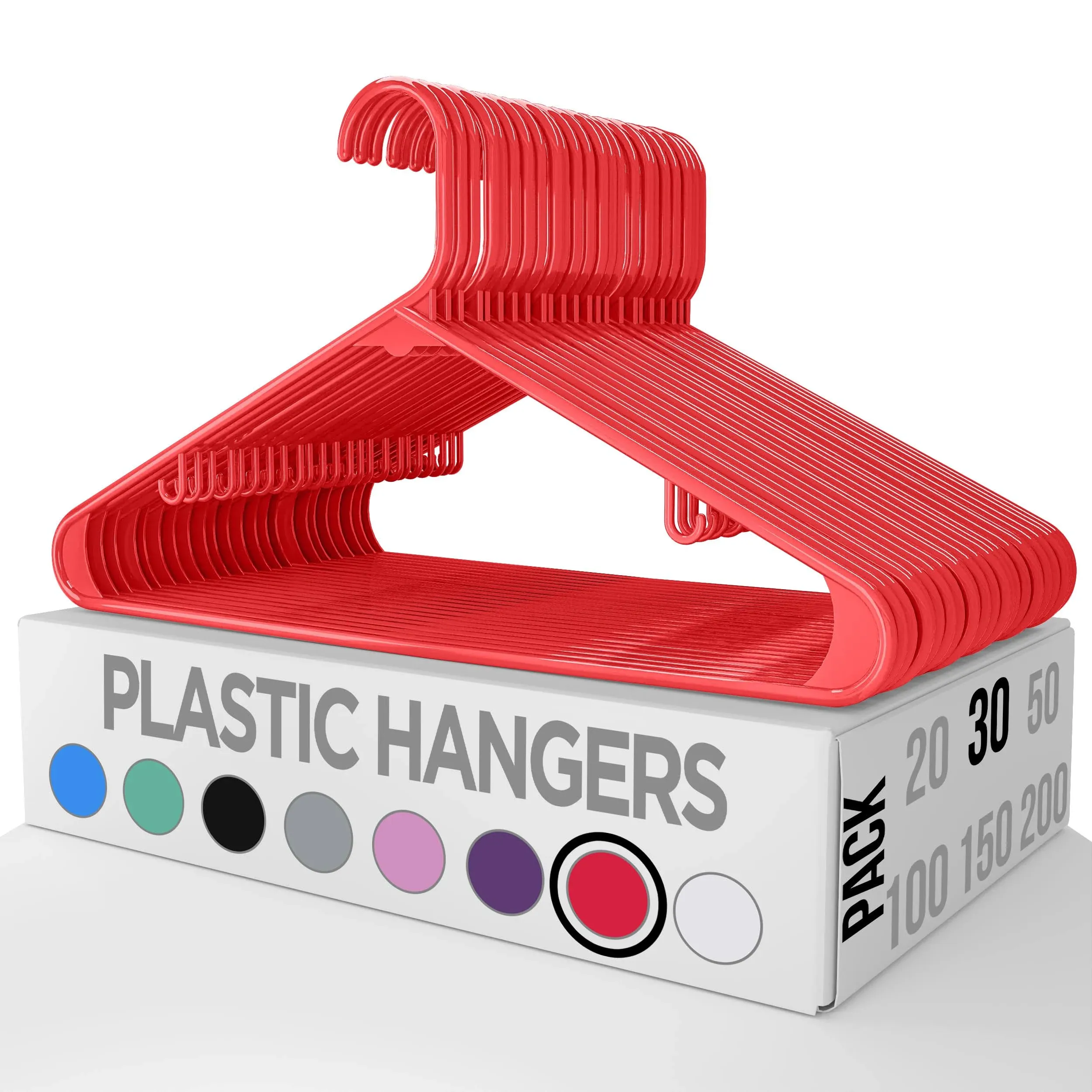 Utopia Home Plastic Hangers 30 Pack - Clothes Hanger with Hooks - Skirt Hangers - Durable & Space Saving Coat Hanger - Heavy Dut