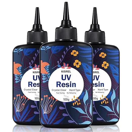 KISREL UV Resin 300g - Upgraded UV Resin Kit, Hard Type Crystal Clear Ultraviolet Curing UV Epoxy Resin for Craft Jewelry Making