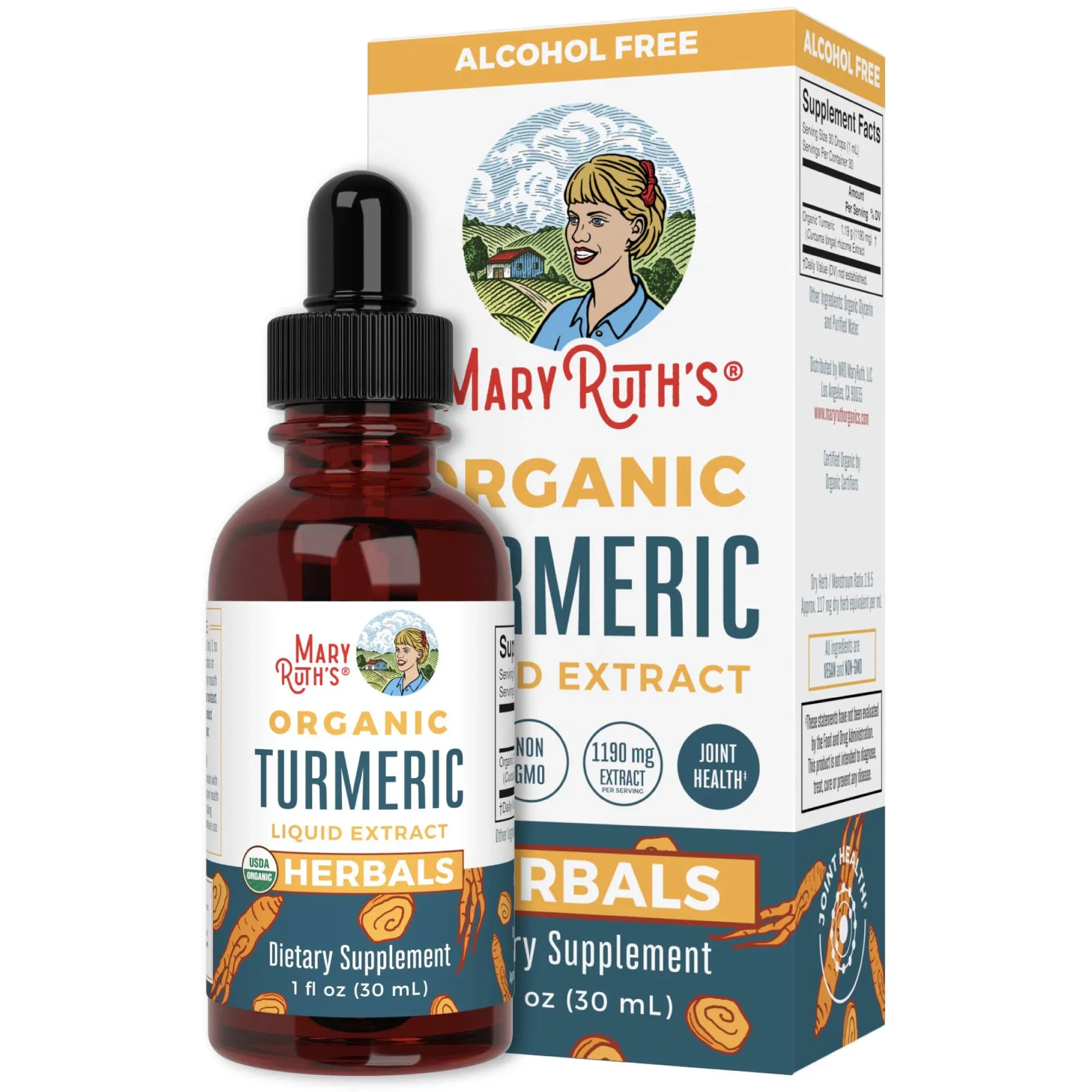 Turmeric Curcumin Liquid Drops by MaryRuth&#039;s Sugar Free | USDA Organic | Organic