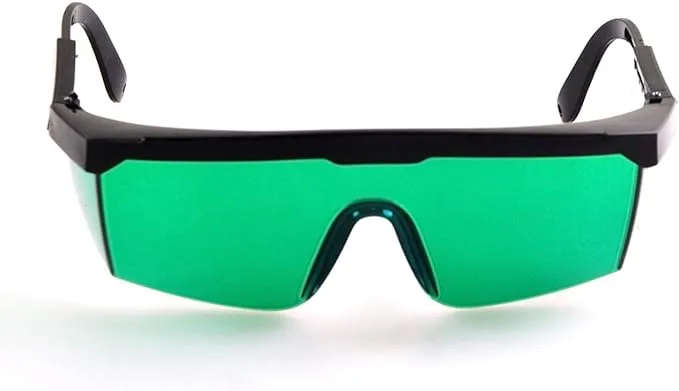 FreeMascot UV and Red Laser Safety Glasses for Typical 405nm, 445nm, 650nm and Infrared Laser Light for Hair Removal Eye Protection with Adjustable Frame Temple (Green)