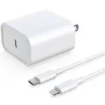 DABUSTAR for iPhone Fast Charger, 20W USB C PD Wall Charger Block Plug with[MFi Certified]6ft Type C to Lightning Cable Quick Charging Data Sync