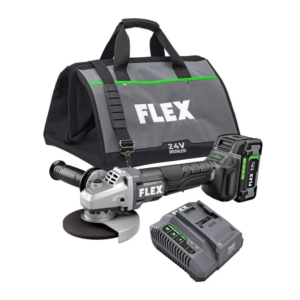 Flex FX3171A-1C 24V 5" Brushless Variable Speed Paddle Switch Angle Grinder Kit