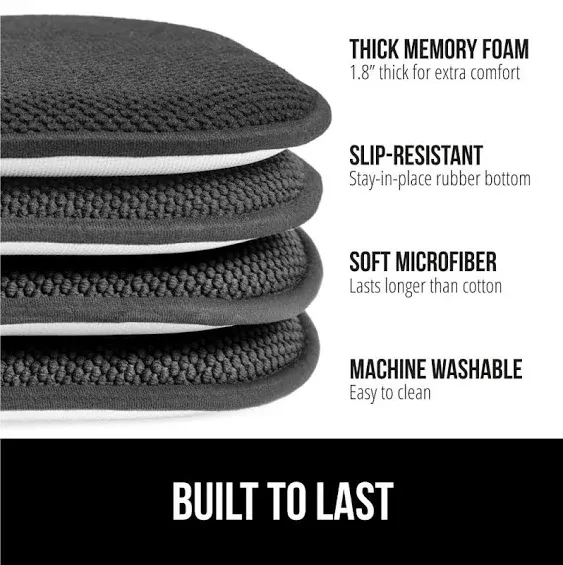 Gorilla Grip Chair Cushions, Set of 8, 16x16, Memory Foam Pads for Dining Room, Kitchen Table, Office Desk, Rocking Chairs, Stay in Place Backing, Comfortable Microfiber Seat Cover Pad Cushion, Black