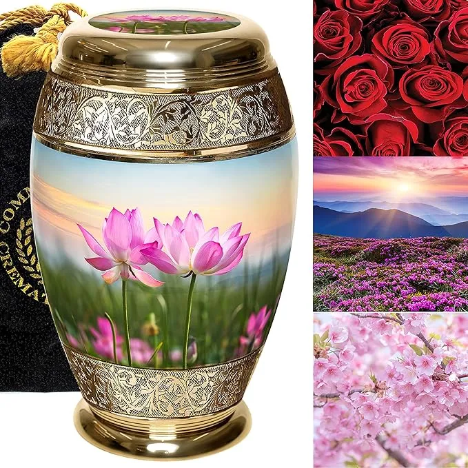 Lotus Tranquility Cremation Urn for Ashes Adult Male - Personalized Cremation Urns for Human Ashes Adult Man Decorative Urns - Beautifully Handcrafted Urns for Ashes Large Urn for Ashes Adult Male