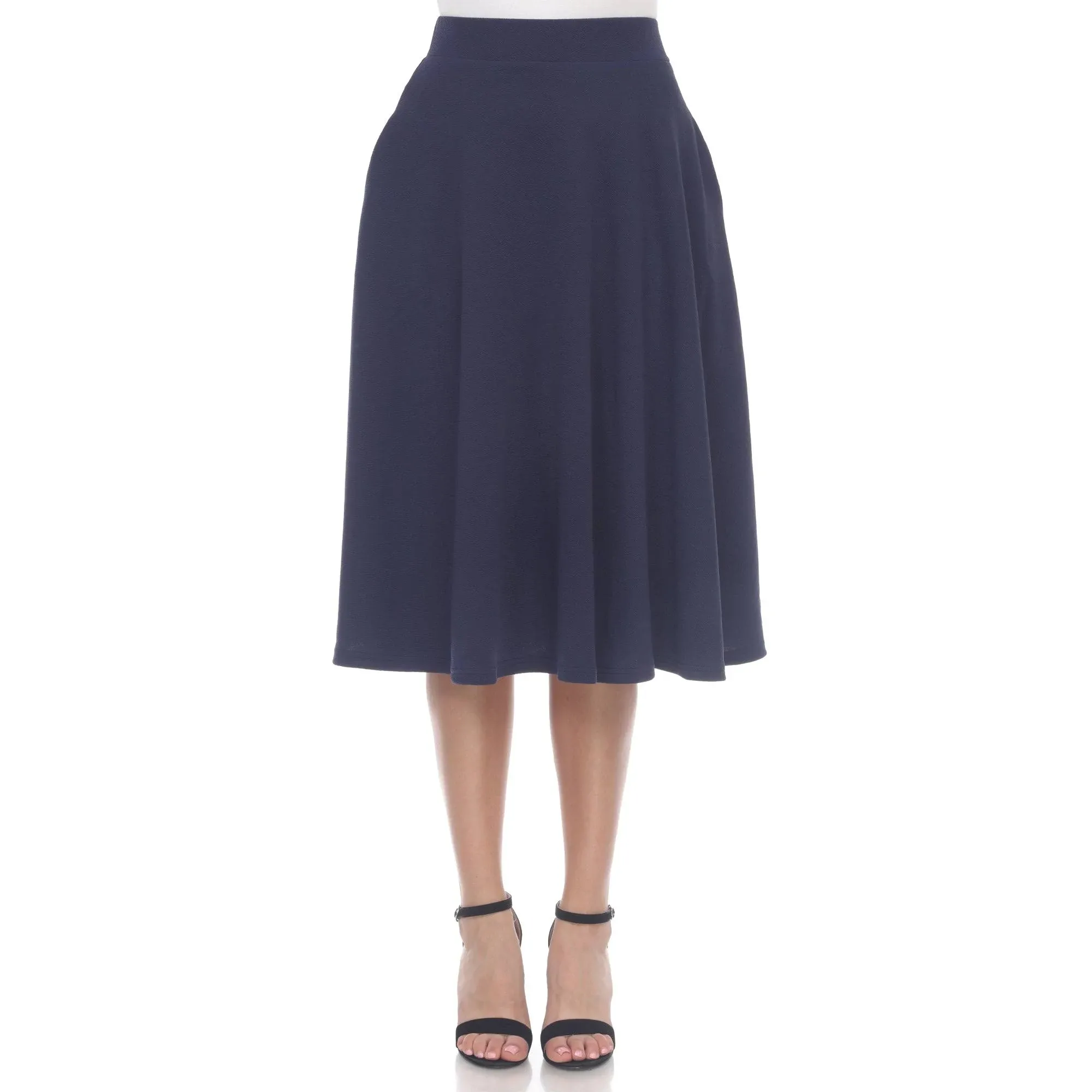 White Mark Elastic Waist 2-Pocket Midi Skirt on sale at shophq.com - 749-829