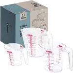 Chef Pomodoro 3-Piece Measuring Cup Set, 1L / 500ml / 250 ml Clear