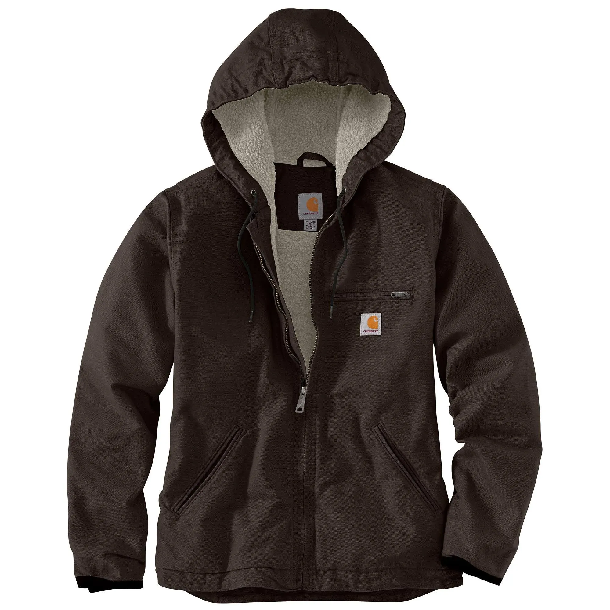 Carhartt Women's Loose Fit Washed Duck Sherpa-Lined Jacket, Dark Brown