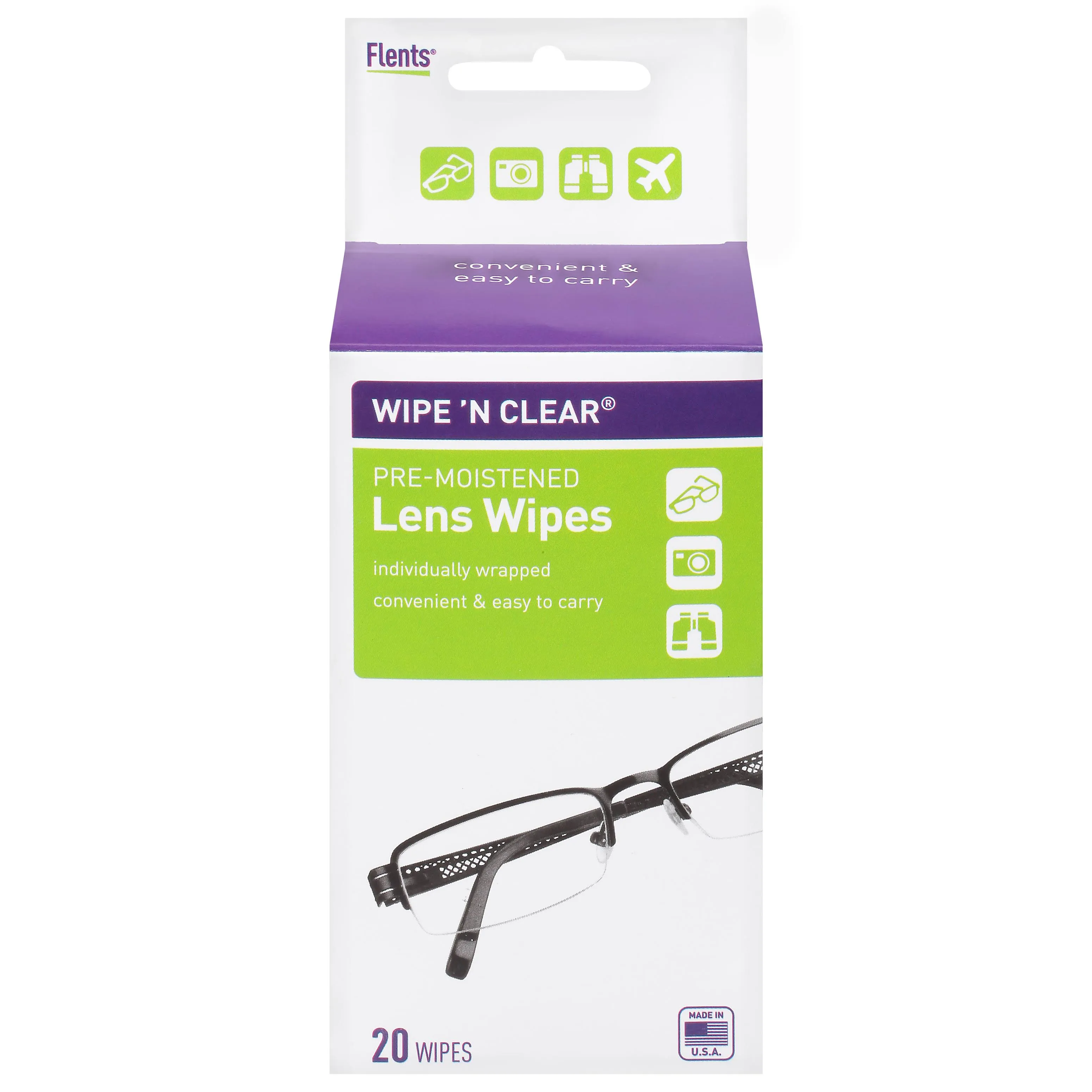 FLents Wipe &#039;N Clear Pre-Moistened Lens Wipes, 20 Count 023185142013VL