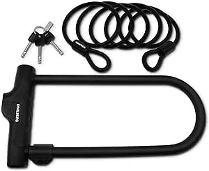 U-Lock with Highest Security Level 15/15, German Certified - Large 13.5" x 6.7" Heavy Duty Anti Theft Bike u Lock with 67” Steel Cable, 3 Keys, Bracket - ulock for ebike Bicycle & Scooter