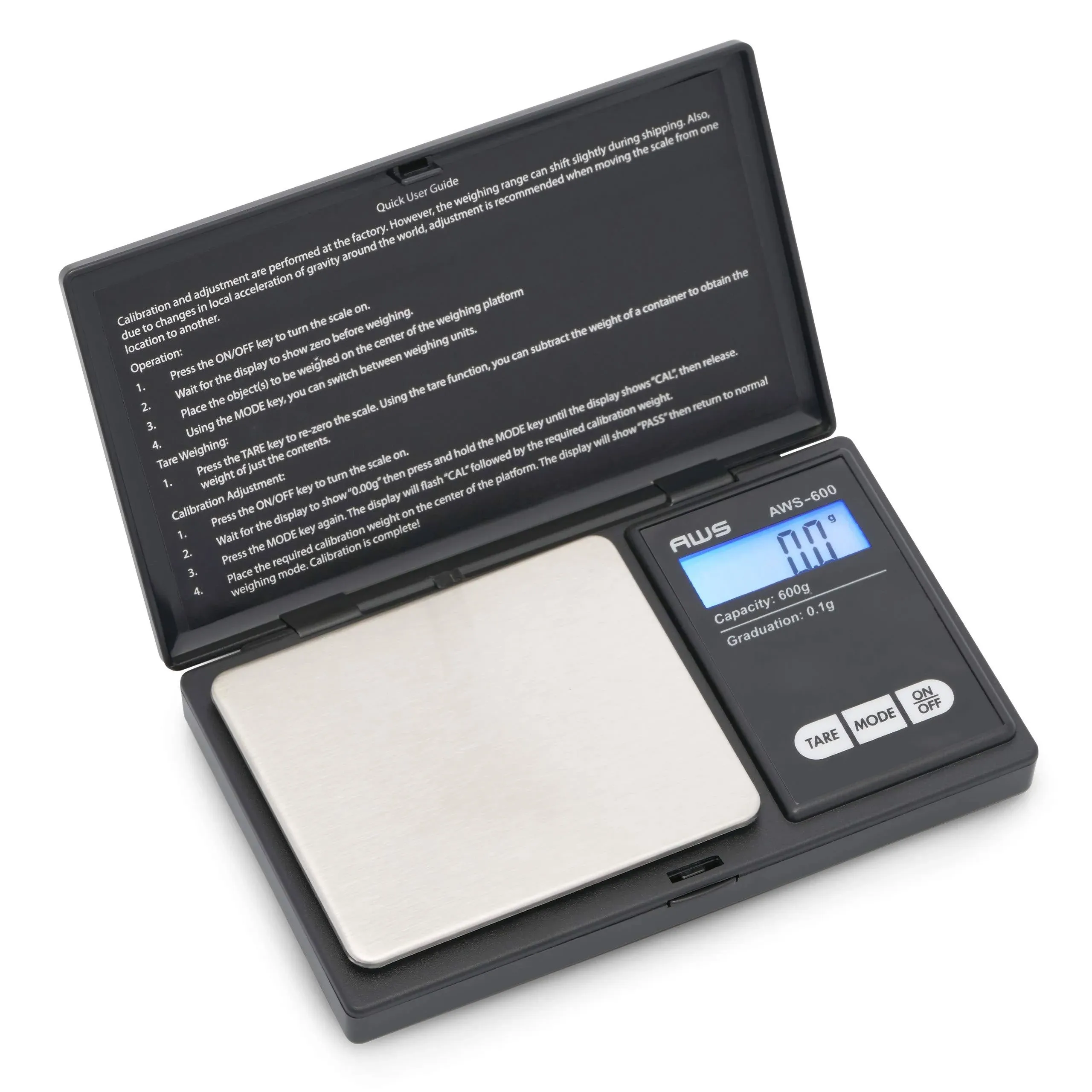 AMERICAN WEIGH SCALES Digital Pocket Weight Scale - 600 G x 0.1 G - (Black) - BulkBuyerPro.com