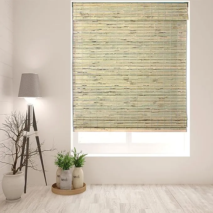 ARLO BLINDS Sheer Bamboo Roman Shades with Valance - Petite Rustique, 30" W x 60" H - Light Filtering Cordless Blinds for Interior Windows - Real Natural Bamboo Material - Mounting Hardware Included