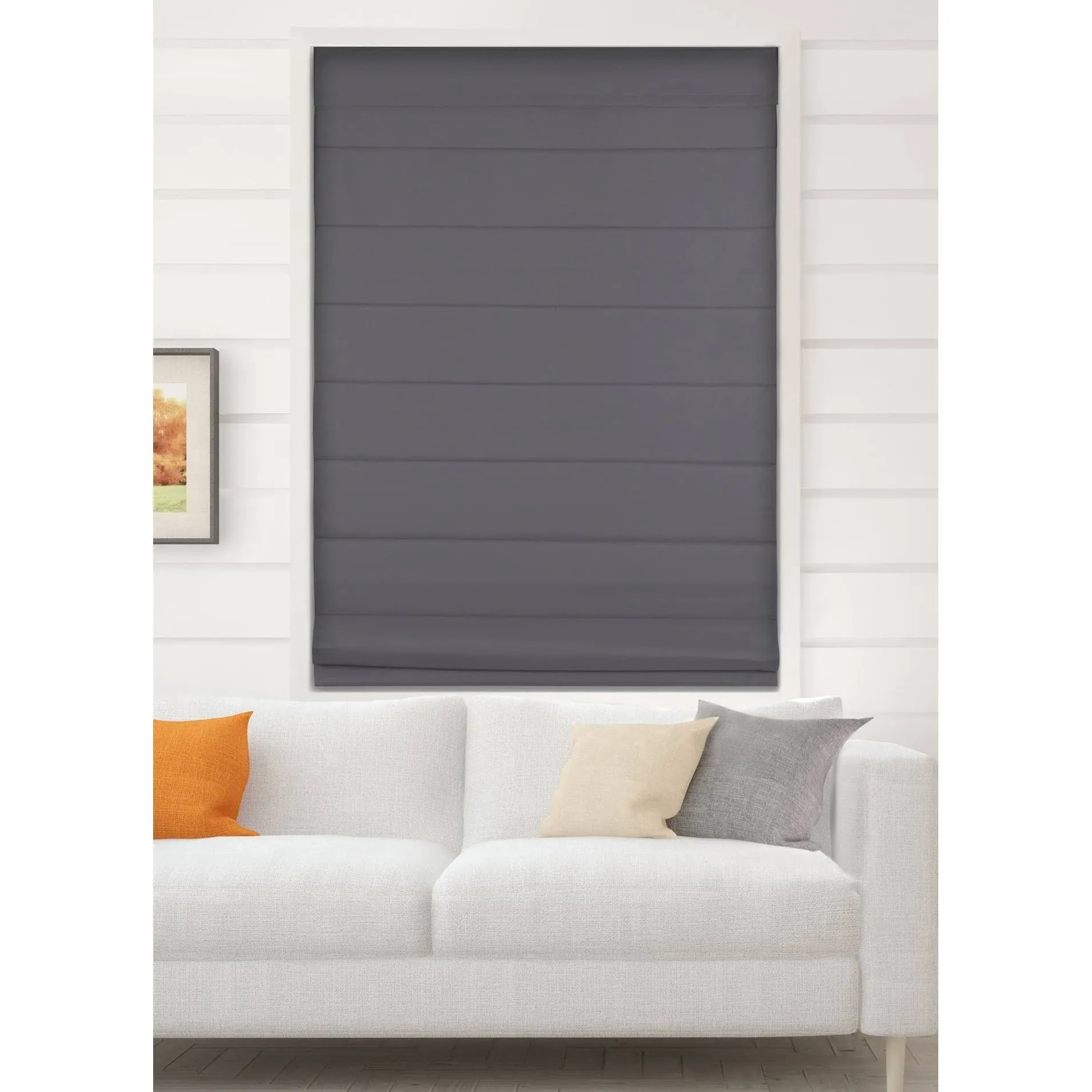 Arlo Blinds Graphite Room Darkening Cordless Lift Fabric Roman Shades - 27.5