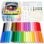 Polymer Clay Starter Kit, CiaraQ 36 Colors Oven Bake Modeling Clay, DIY Craft Clay with 5 Sculpting Tools, Accessories and Storage Box.