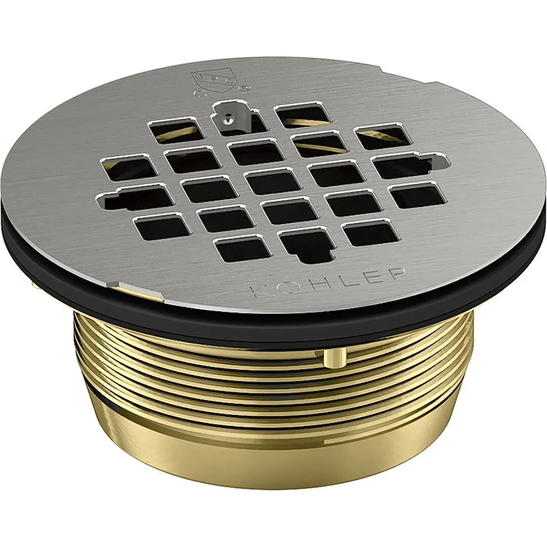 Kohler K-22675 Round Brass Shower Receptor Drain - Brushed Stainless