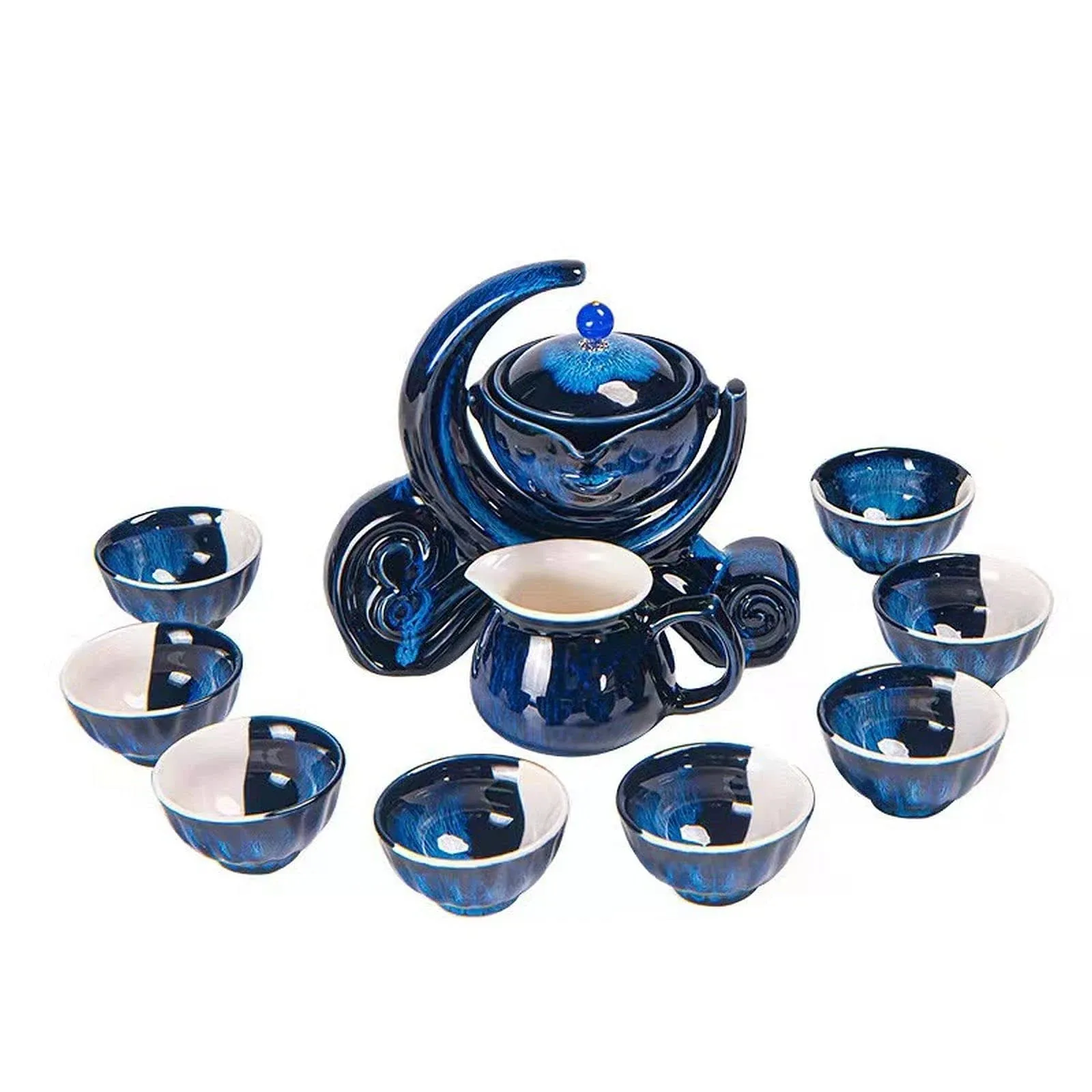 Scizorito High Quality Chinese Tea Set Gift Box, Rotating Kung Fu Tea Set, Pure ...