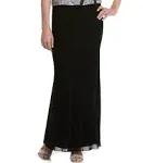 Alex Evenings A-Line Long Chiffon Skirt Black / XL