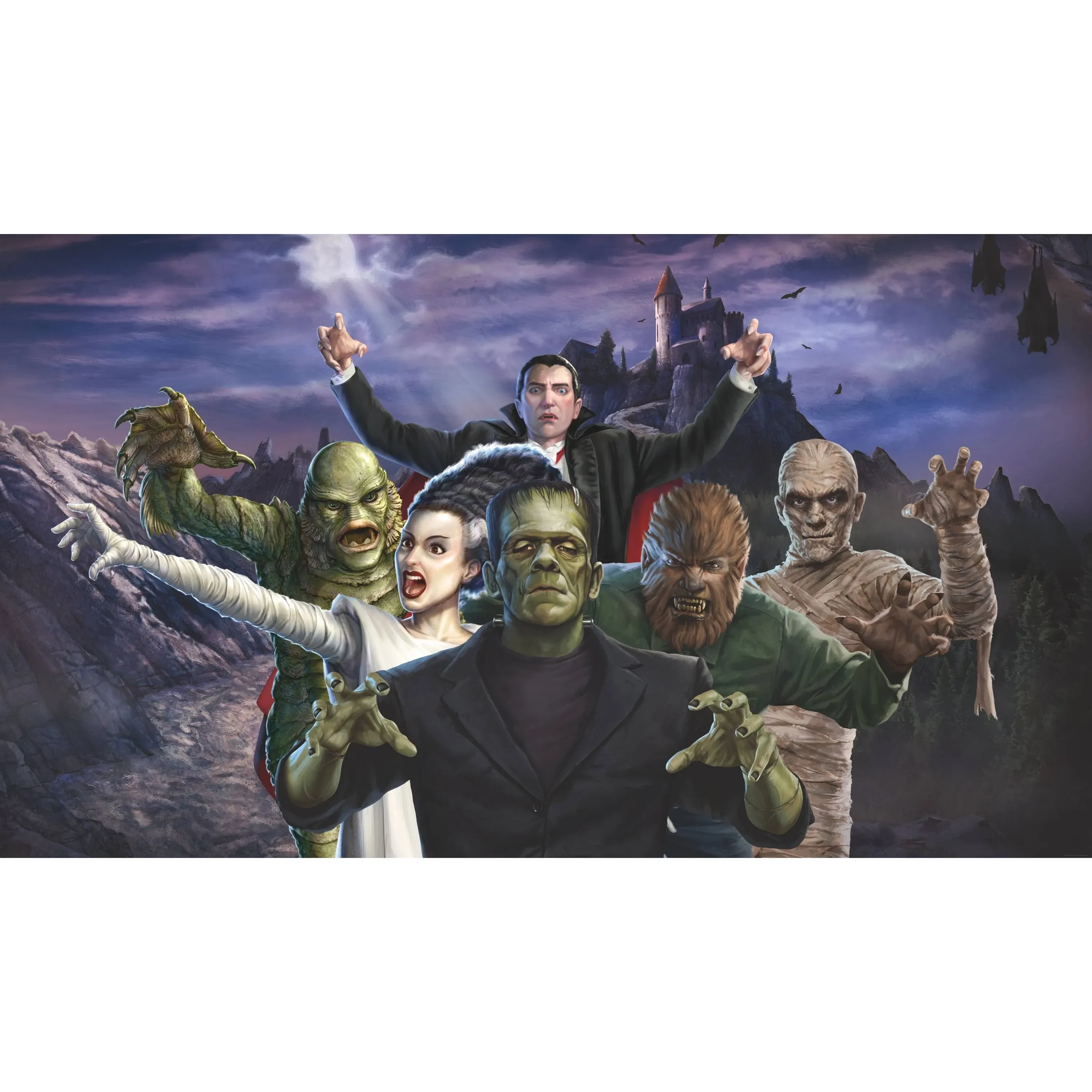 RoomMates Universal Monsters Peel and Stick Wallpaper Mural, RMK12552M, Roll, Black, Purple