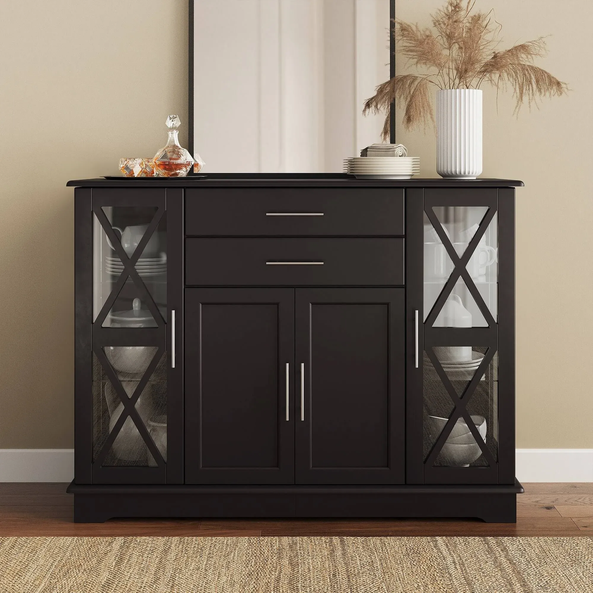 Belleze Ryland 47" Wood Storage Sideboard