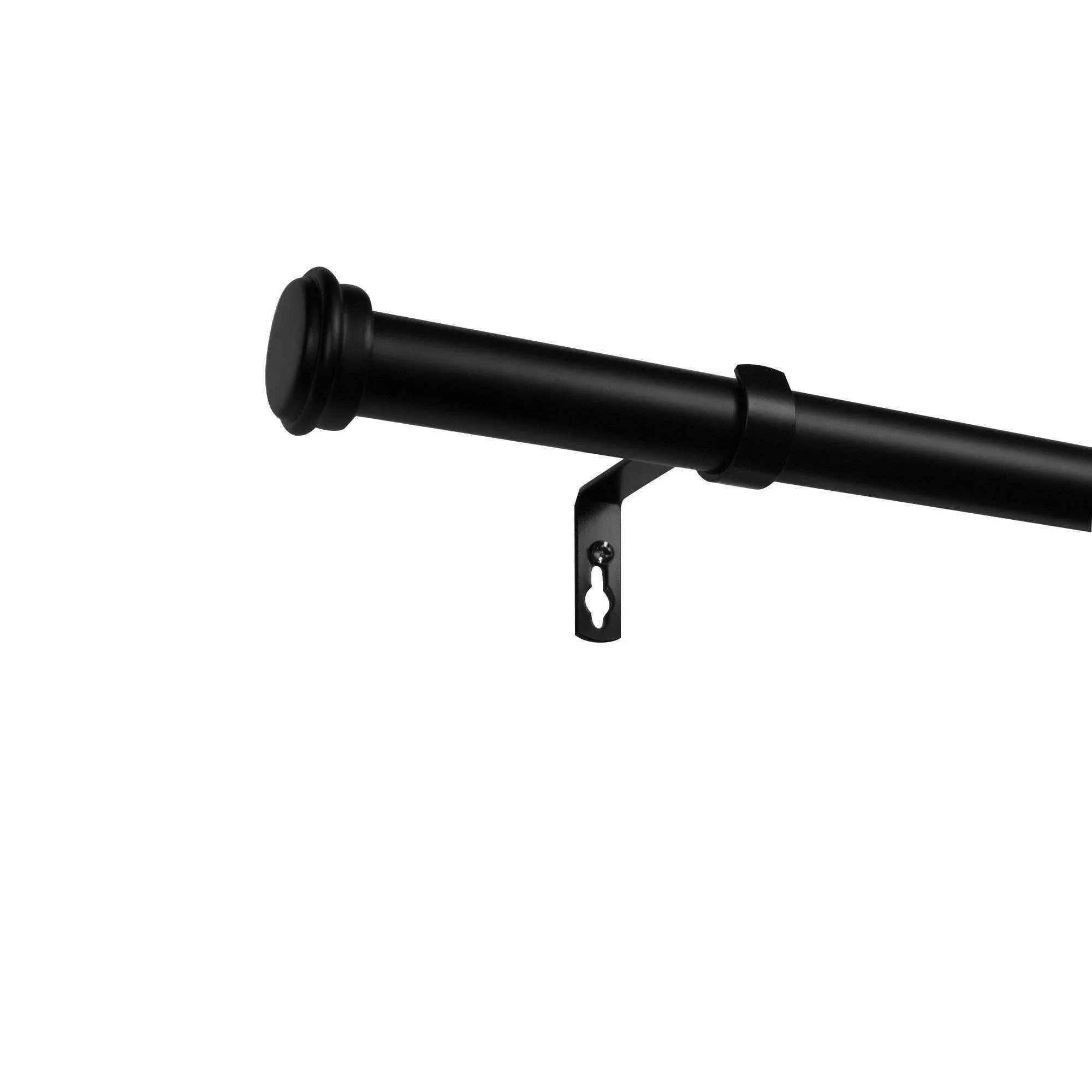 Exclusive Home Topper Outdoor 84-in to 160-in Matte Black Iron Single Curtain Rod with Finials