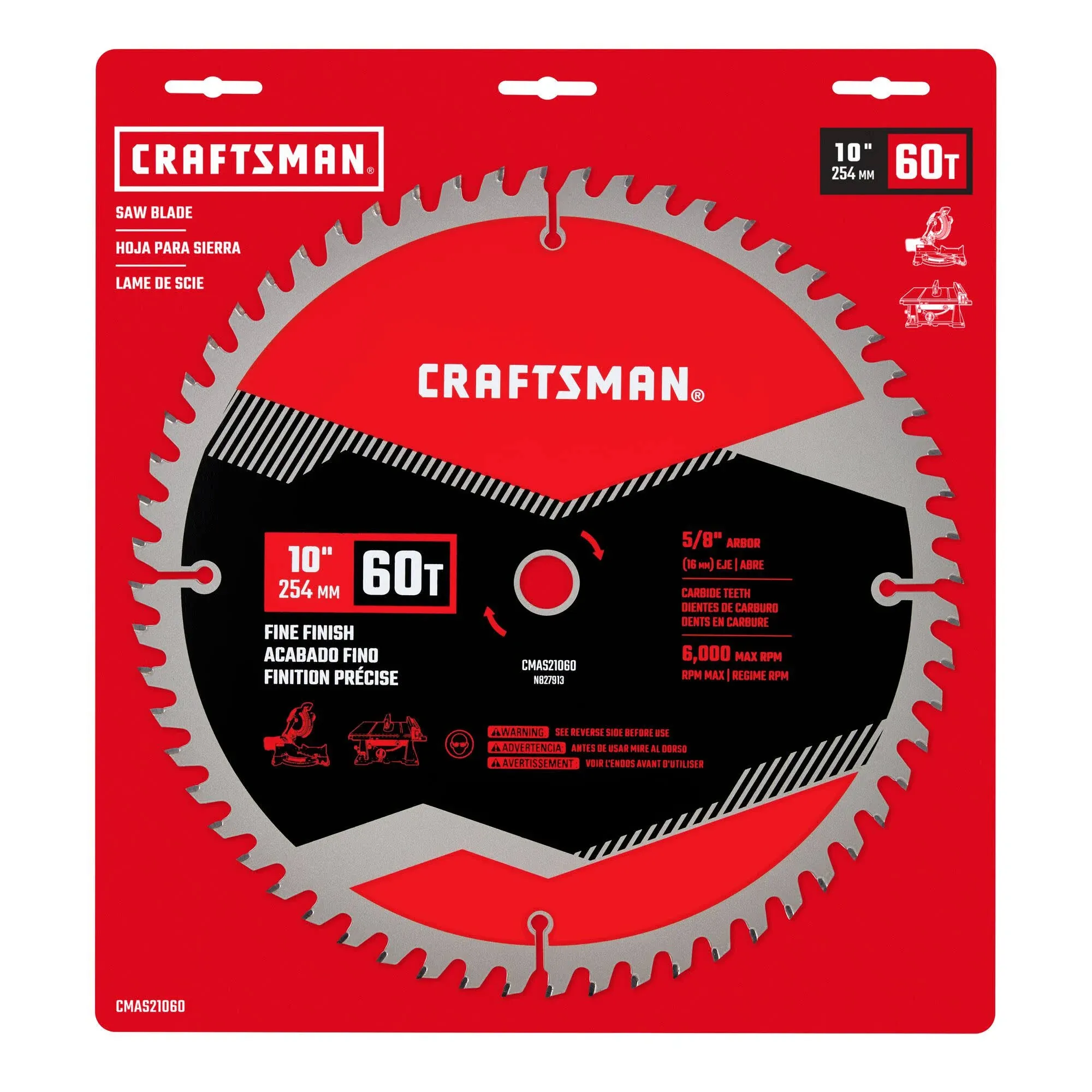 Wet & Dry Cut Saw Blade: 10" Dia, 5/8" Arbor Hole, 0.1" Kerf Width, 60 Teeth