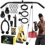 RENRANRING Fitness LAT and Lift Pulley System Gym - Upgraded LAT Pull Down Cable Machine Attachments, Loading Pin, Handle and Tricep Rope, for