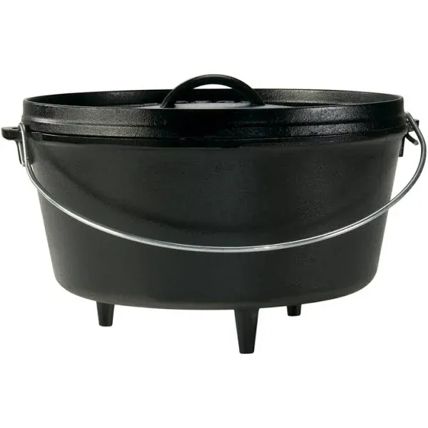 Lodge Preseasoned Cast Iron Deep Camp Dutch Oven Hot Coals USA Cookware 10 Qt