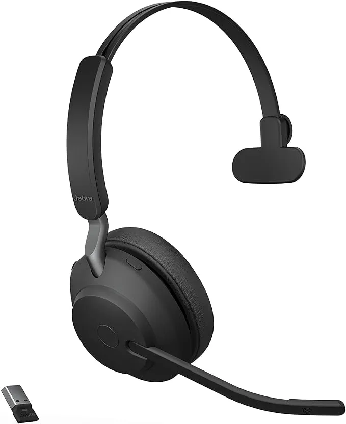 Jabra Evolve2 65 Mono Wireless On-Ear Headset (Microsoft Teams, USB Type-A, Black 26599-899-999