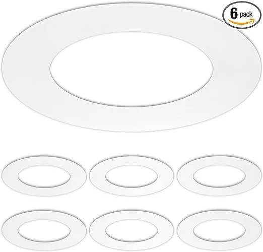 4" İnç Gömme Aydınlatmalı Aşağı Işık İçin 6'lı Paket Parlak Beyaz Goof Trim Halkası, Dış Çap 6,7 İnç, İç Çap 4,2 İnç