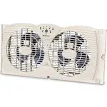 Holmes Dual Blade Digital Window Fan with Programmable Thermostat Control, Dual 3 Blade Fans, 2 Speeds, Expandable Side Panel with Additional