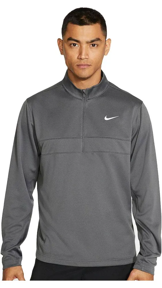 Nike Men's Essential Dri-Fit Half-Zip Golf Pullover, Dark Grey/White, Small