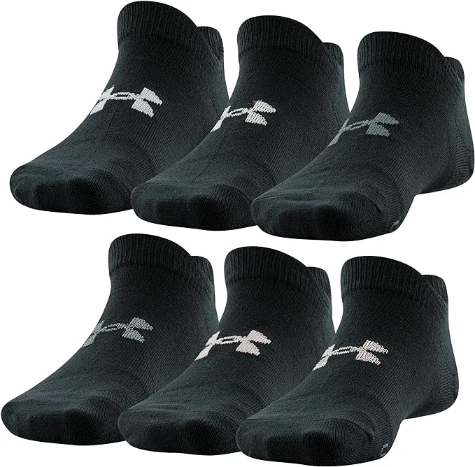 Under Armour Women's 6 Pack Essential No Show Socks (Black)