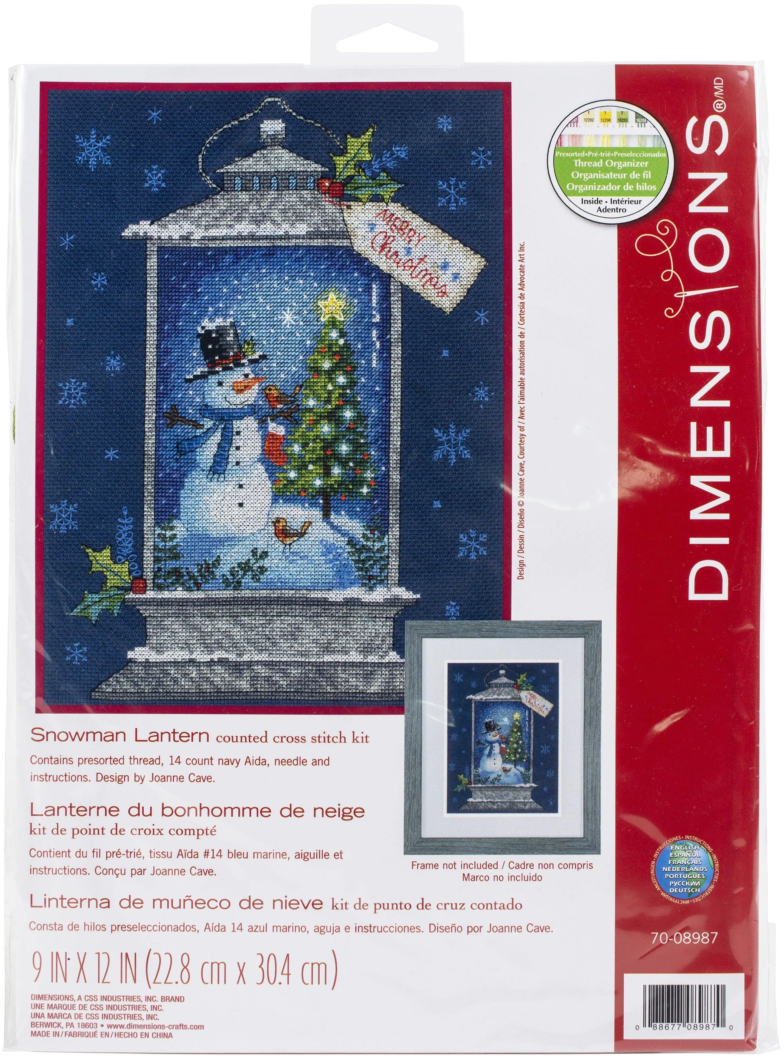 Dimensions Snowman Lantern Counted Cross Stitch Kit ~  14 count ~ #70-08987 NEW!