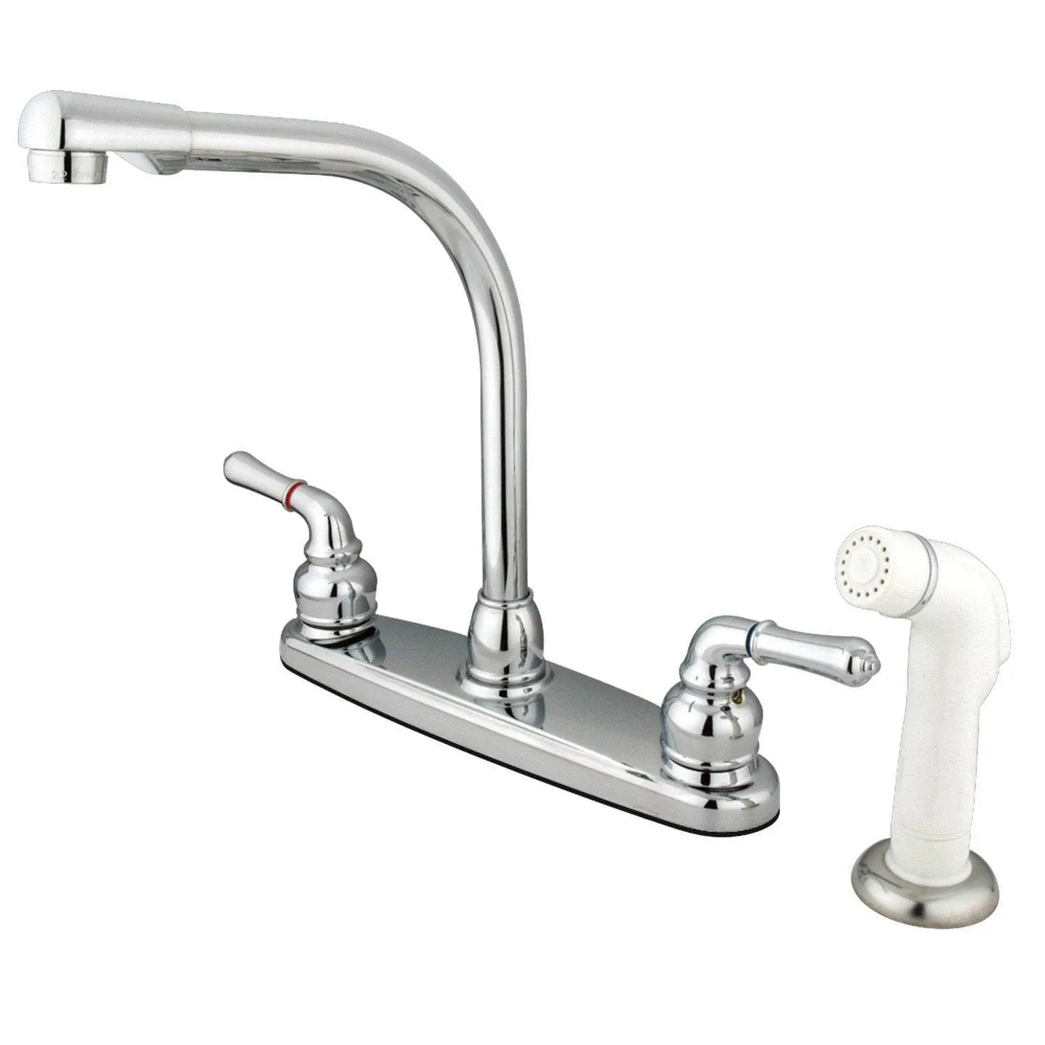 Kingston Brass Magellan 8" High Arch Kitchen Faucet with Sprayer - Polished ...