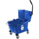 Dryser 26 Quart Commercial Mop Bucket with Side Press Wringer, Blue