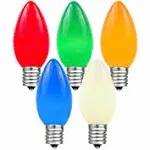 Novelty Lights Twinkle Christmas Replacement Bulbs - Outdoor Individual Bulbs For Events, Holiday Parties, Patios, And More - C7/E12 Candelabra Base, 5 Watt Lights (Multicolor, 25 Pack)