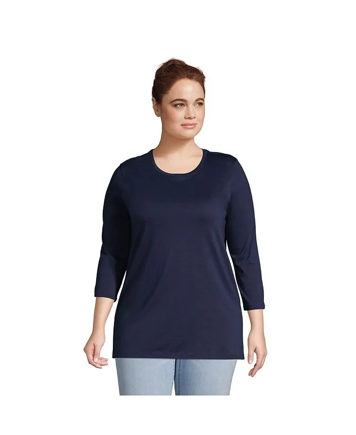 Lands' End Women's Plus Size 3/4 Sleeve Cotton Supima Tunic