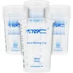 TCP Global 32 Ounce (1000ml) Disposable Flexible Clear Graduated Plastic Mixing Cup