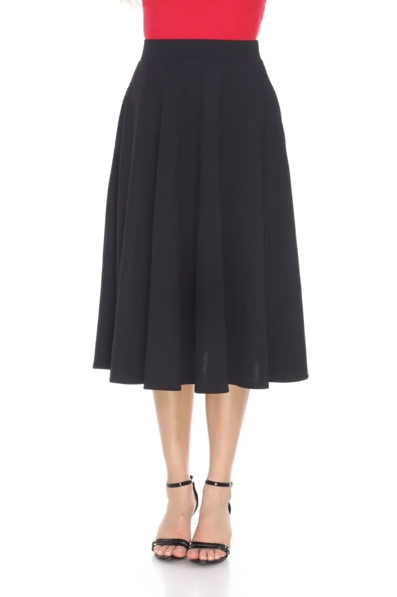 White Mark Women’S Flared Midi Skirt With Pockets