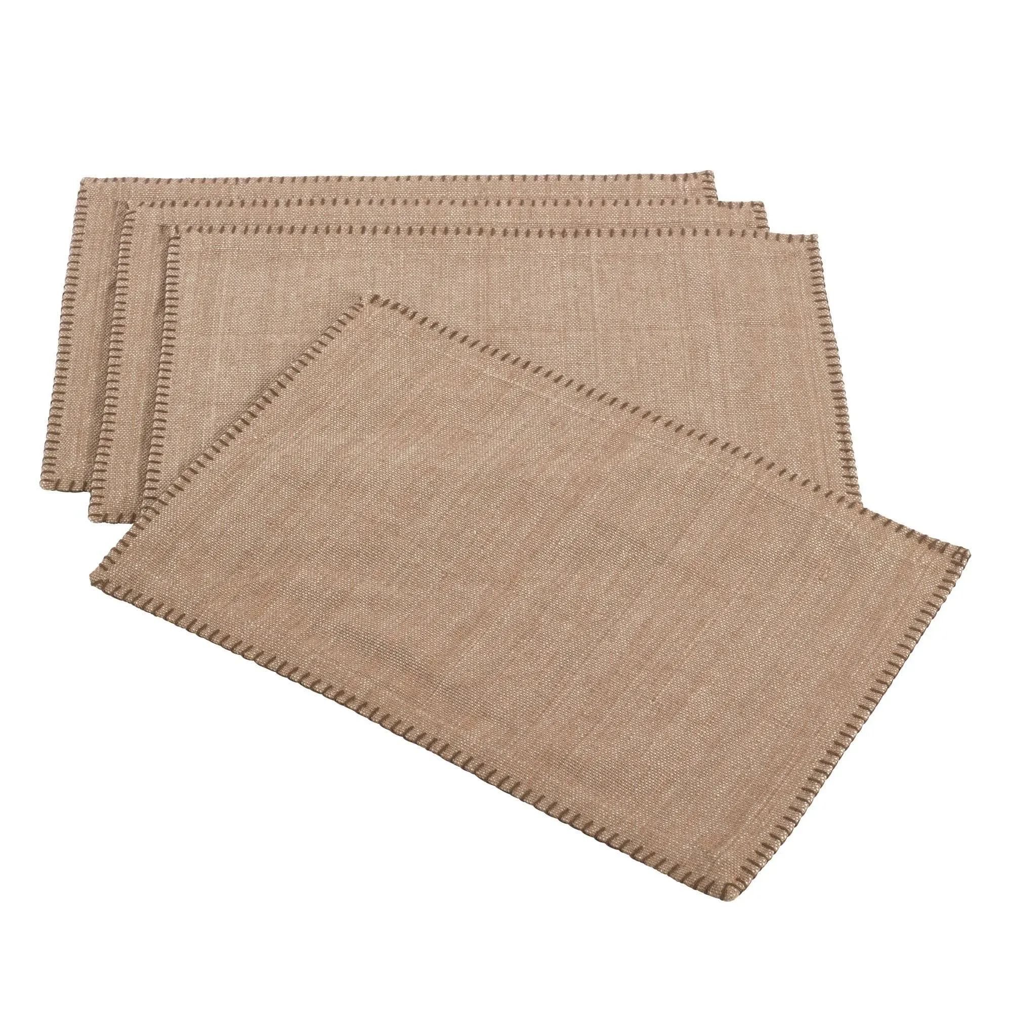 Saro Celena Whip Stitched Design Placemat (Set of 4); Natural