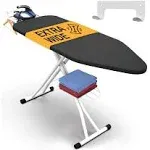 Xabitat Full Size Ironing Board 57" x 18" w/Wall Mount Hanger | Full Metal Construction Iron Board | Built in Iron Caddy