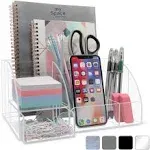 My Space Organizers Clear Acrylic Desk Oganizer, 9 Compartments, Office Supplies and Desk Accessories Organizer, Home Decor Desktop Organizer