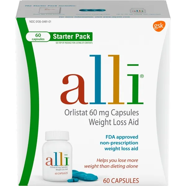 alli Diet Weight Loss Supplement Pills, Orlistat 60mg Capsules Starter Pack, Non prescription weight loss aid, 60 count(Pack of 1)