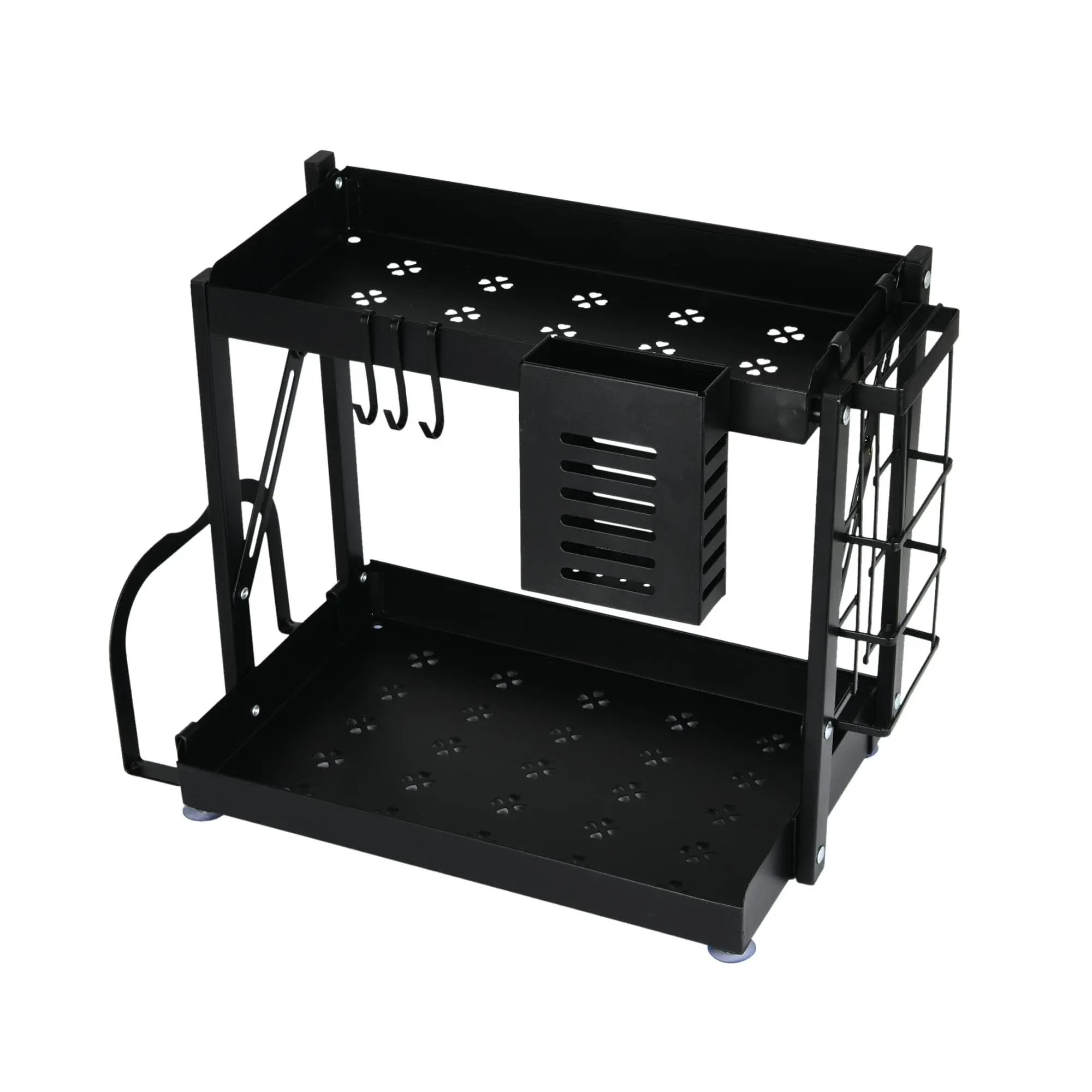 Household Essentials 12" Black Metal 2-Tier Countertop Caddy