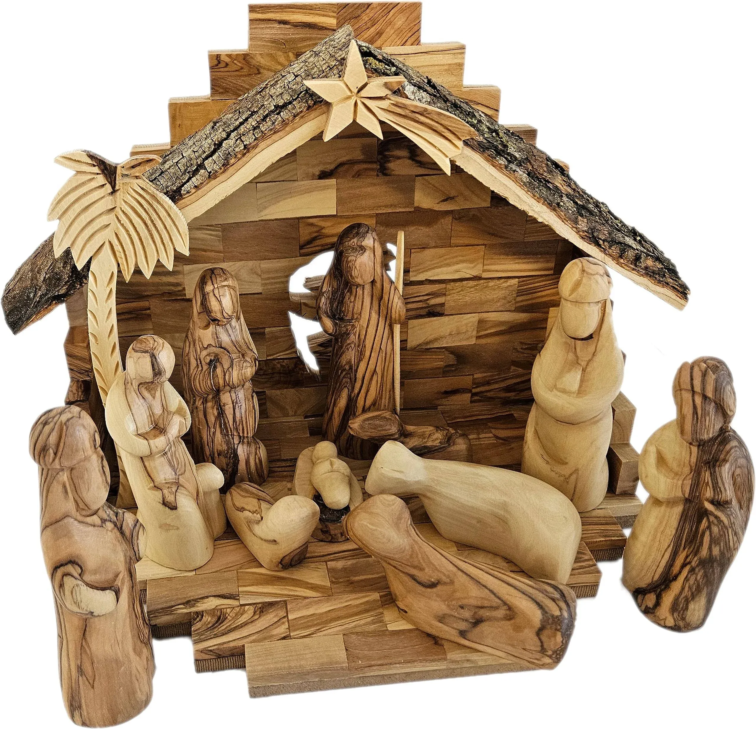 Holy Land Market Traditional Bethlehem Olive Wood Nativity Set LargeHoly Land Market Traditional Bethlehem Olive Wood Nati…