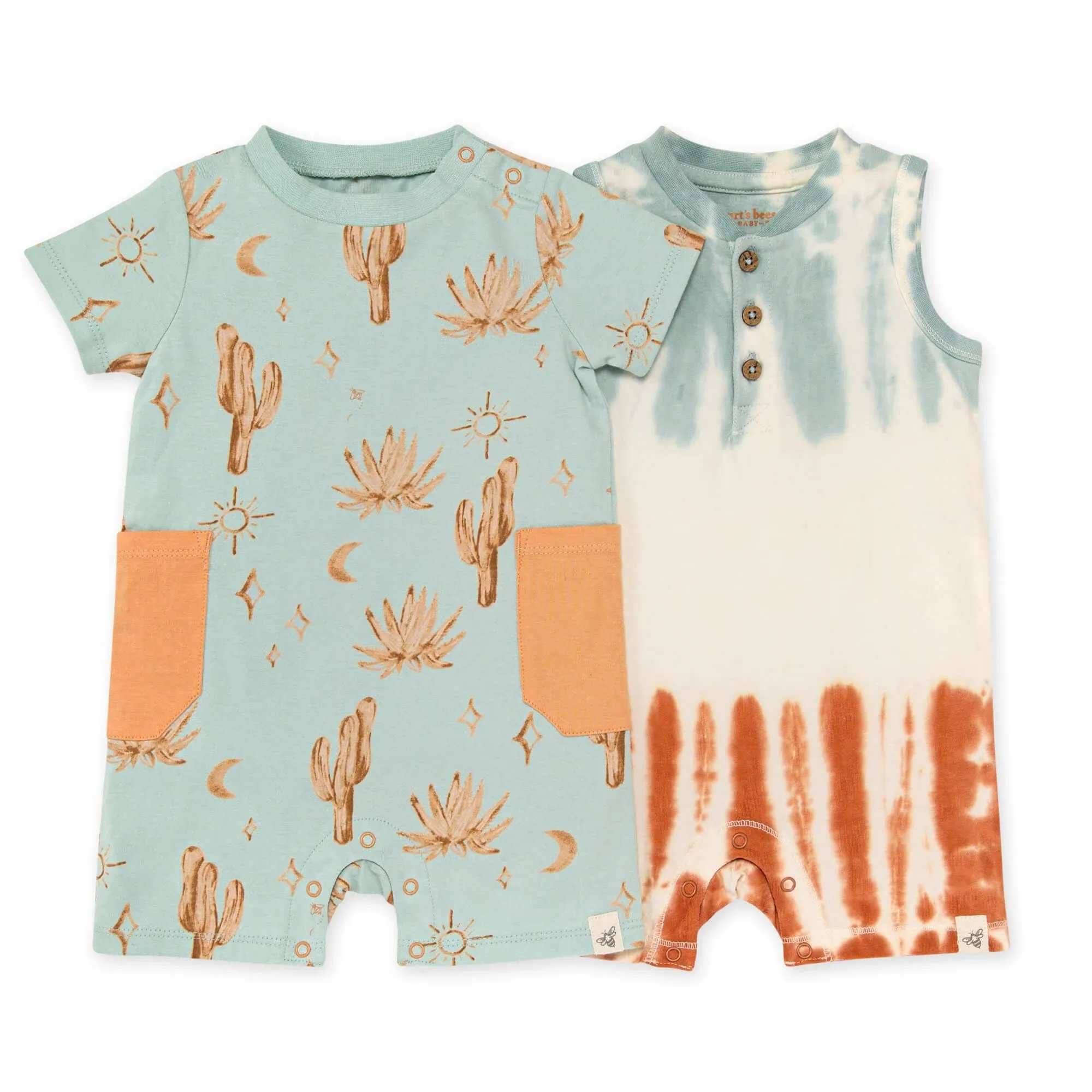 Burt's Bees Baby - Desert Daze Organic Boy Romper Set 2 Pack 24 Months