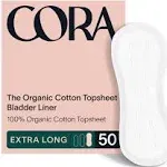 Cora Ultra Thin Organic Bladder Liners | Incontinence & Postpartum Pads for Women | Panty Liners for Bladder Leaks | Breathable Cotton (50 Extra