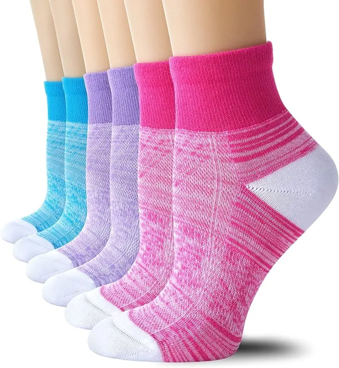 CS CELERSPORT 6 Pack Women's Ankle Running Socks Cushioned Low Cut Tab Athletic Socks